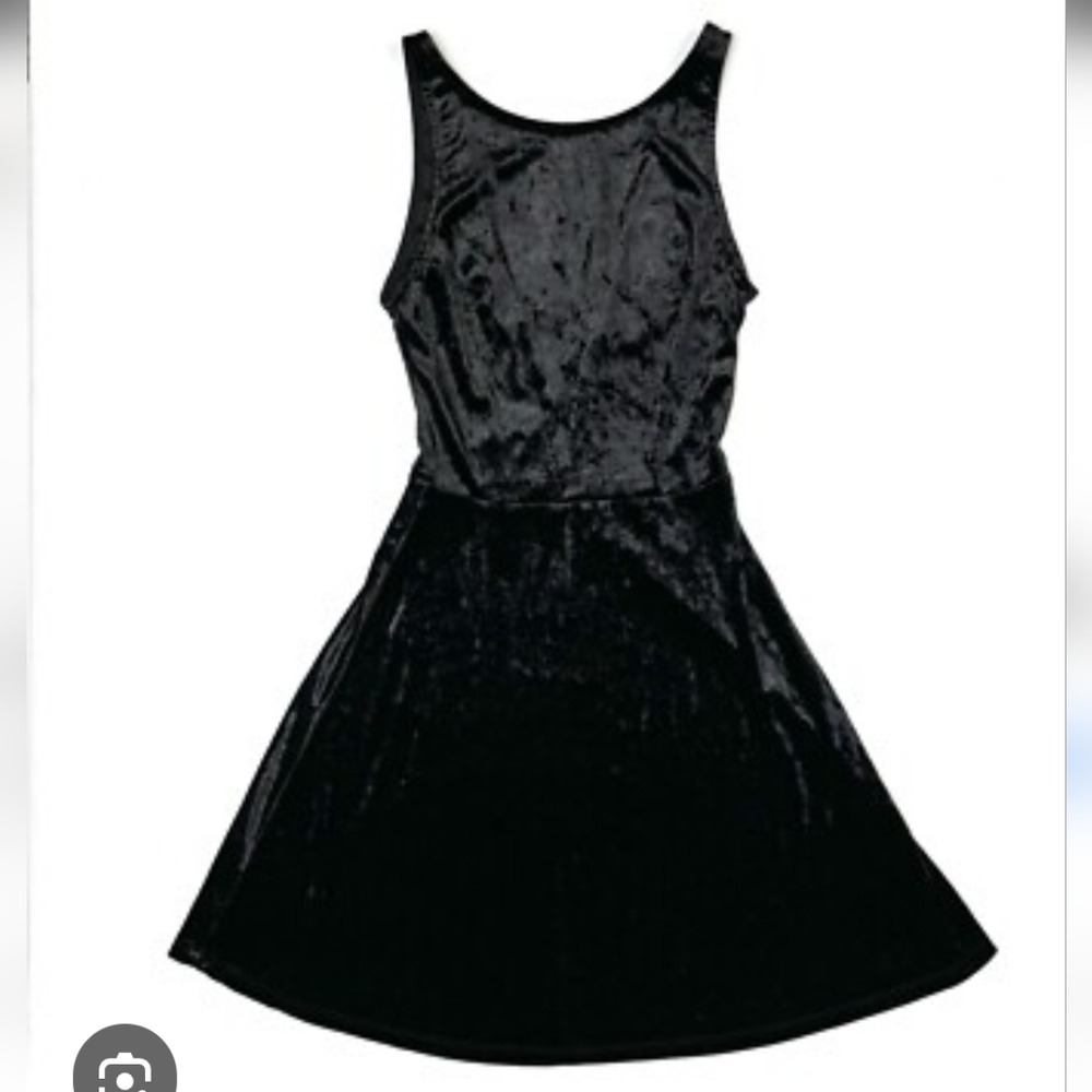Divided By H&M, Black Velour Sleeveless V-Back Dress, Size 10